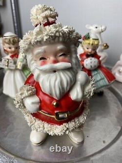 LOT Napco Sleigh Reindeer Japan Shopper Girl Santa Christmas Planter Bell