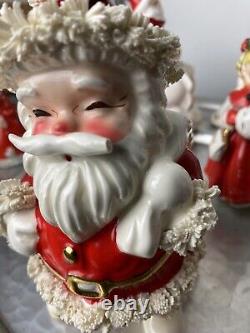 LOT Napco Sleigh Reindeer Japan Shopper Girl Santa Christmas Planter Bell