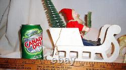 Large 1940s Christmas Santa n Sleigh with Reindeer Set Paper Mache n Celluloid