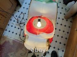 Large 1970 Empire Santa On Sleigh Light Up Blow Mold Great Condition No Reindeer