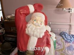 Large 1970 Empire Santa On Sleigh Light Up Blow Mold Great Condition No Reindeer