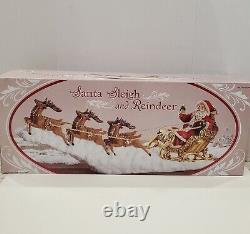 Large 24 Santa Sleigh and Six Reindeer Figurine Excellent