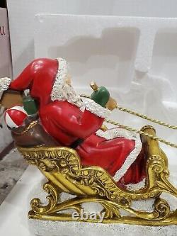 Large 24 Santa Sleigh and Six Reindeer Figurine Excellent