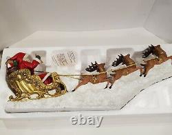 Large 24 Santa Sleigh and Six Reindeer Figurine Excellent