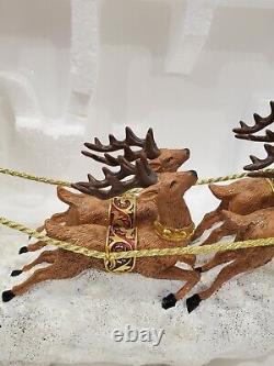 Large 24 Santa Sleigh and Six Reindeer Figurine Excellent