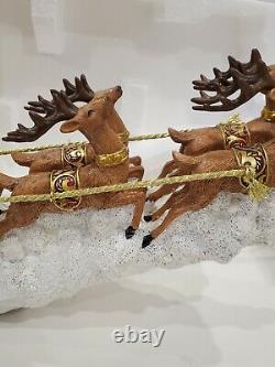 Large 24 Santa Sleigh and Six Reindeer Figurine Excellent