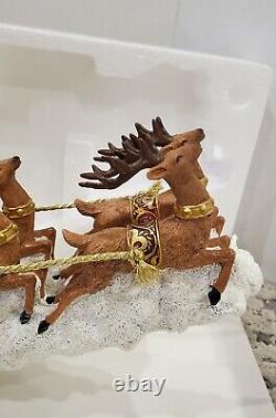 Large 24 Santa Sleigh and Six Reindeer Figurine Excellent