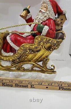 Large 24 Santa Sleigh and Six Reindeer Figurine Excellent