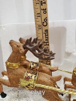 Large 24 Santa Sleigh and Six Reindeer Figurine Excellent