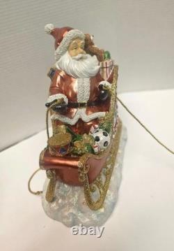 Large 34 L Festive SANTA In Sleigh With 2 Reindeers Christmas Centerpiece Decor