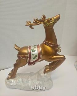 Large 34 L Festive SANTA In Sleigh With 2 Reindeers Christmas Centerpiece Decor