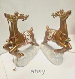 Large 34 L Festive SANTA In Sleigh With 2 Reindeers Christmas Centerpiece Decor