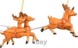 Large 5 Piece Hand Painted Full Santa'S Sleigh and 8 Reindeer Christmas Ornament