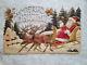 Large Antique German Santa Sleigh Reindeer Heavily Embossed Die Cut 1900-1920