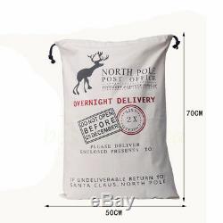 Large Christmas Canvas Santa Sack Rustic Gift Bag North Pole Reindeer Express Bg