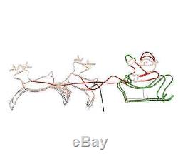 Large Christmas Double Reindeer Santa Sleigh LED Rope Light Xmas Decoreation NEW