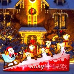 Large Christmas Inflatable Santa Sleigh with Reindeer 13.5FT Lighted Yard Decor