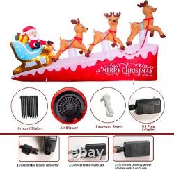 Large Christmas Inflatable Santa Sleigh with Reindeer 13.5FT Lighted Yard Decor