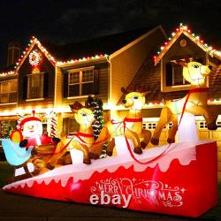Large Christmas Inflatable Santa Sleigh with Reindeer 13.5FT Lighted Yard Decor