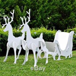 Large Christmas Outdoor Decoration Santa Sleigh with 2 Reindeer Set