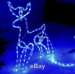Large Christmas Reindeer Santa Sleigh LED Rope Lights Silhouette Xmas Decoration