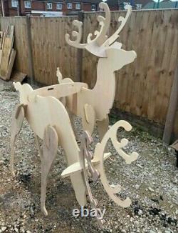 Large Commercial Santa Sleigh Reindeers Marine Plywood Wooden Indoor/Outdoor