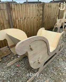 Large Commercial Santa Sleigh Reindeers Marine Plywood Wooden Indoor/Outdoor