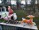 Large Empire Santa Sleigh And Reindeer Blow Mold Vtg
