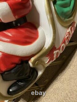 Large General Foam Lighted Christmas Blow Mold Santa & Sleigh WithReindeer Vintage