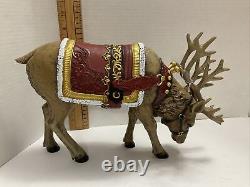 Large Roman Majestic Reindeer Red Harness Figure Set by Roman 14.5 inch