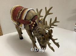 Large Roman Majestic Reindeer Red Harness Figure Set by Roman 14.5 inch
