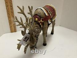 Large Roman Majestic Reindeer Red Harness Figure Set by Roman 14.5 inch