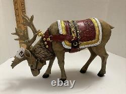 Large Roman Majestic Reindeer Red Harness Figure Set by Roman 14.5 inch