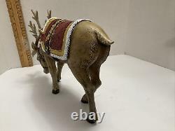 Large Roman Majestic Reindeer Red Harness Figure Set by Roman 14.5 inch