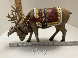 Large Roman Majestic Reindeer Red Harness Figure Set by Roman 14.5 inch