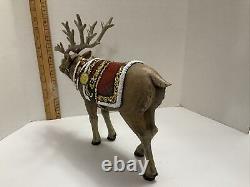 Large Roman Majestic Reindeer Red Harness Figure Set by Roman 14.5 inch