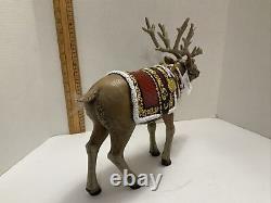 Large Roman Majestic Reindeer Red Harness Figure Set by Roman 14.5 inch