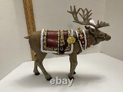 Large Roman Majestic Reindeer Red Harness Figure Set by Roman 14.5 inch