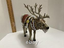 Large Roman Majestic Reindeer Red Harness Figure Set by Roman 14.5 inch