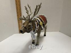 Large Roman Majestic Reindeer Red Harness Figure Set by Roman 14.5 inch