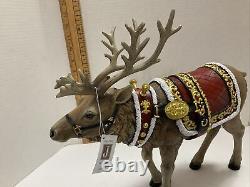 Large Roman Majestic Reindeer Red Harness Figure Set by Roman 14.5 inch