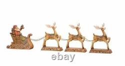 Large Santa Clause And Sleigh & 3 Reindeers Table Display Christmas Figures HTF