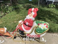 Large Santa In Sleigh With Reindeer Blow MoldExcellent Condition