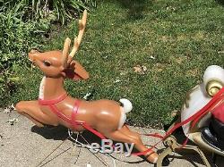 Large Santa In Sleigh With Reindeer Blow MoldExcellent Condition