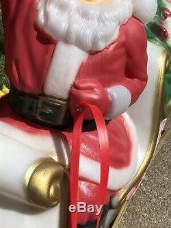 Large Santa In Sleigh With Reindeer Blow MoldExcellent Condition