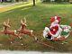 Large Santa Noel Sleigh 2 Reindeer Lighted Blow Mold Christmas Yard Decor Rare