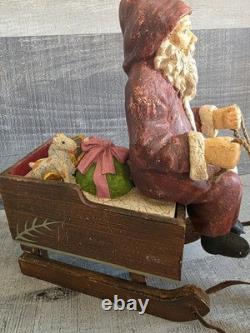 Large Santa Sleigh Reindeer Vtg Bethany Lowe Christmas Winter Decor 21 G30.1