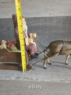 Large Santa Sleigh Reindeer Vtg Bethany Lowe Christmas Winter Decor 21 G30.1