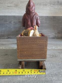 Large Santa Sleigh Reindeer Vtg Bethany Lowe Christmas Winter Decor 21 G30.1