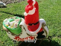 Large Santa, Sleigh and 9 Reindeer Light Up Blow Molds By Empire